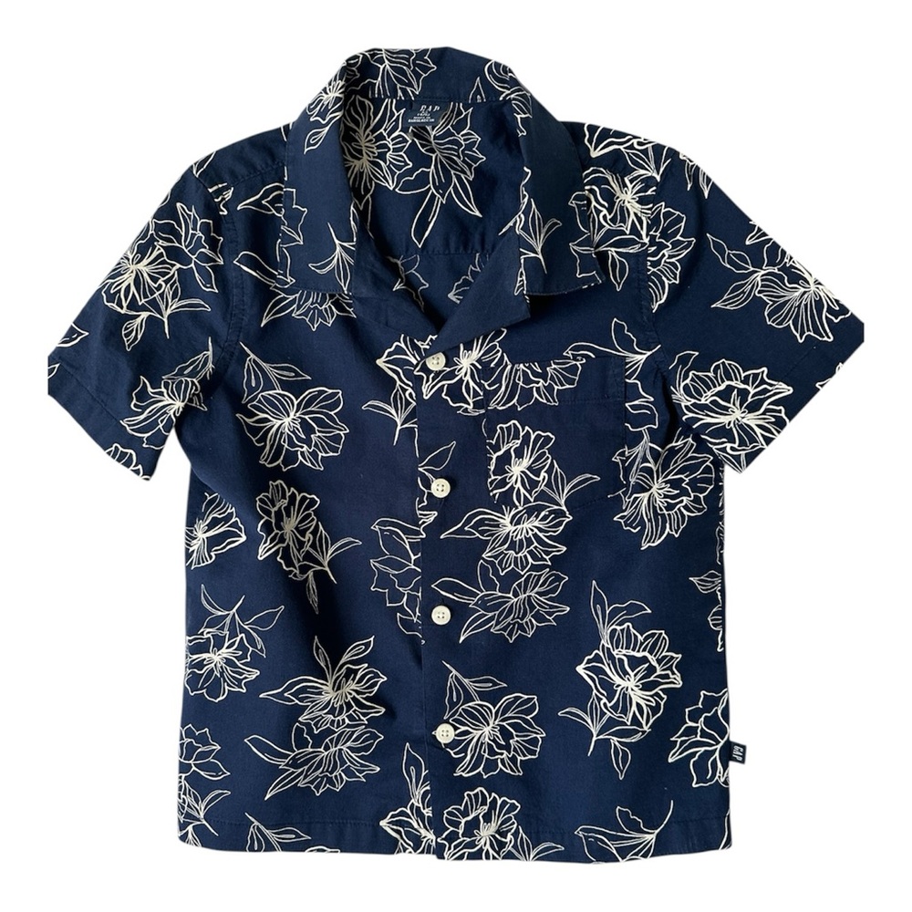 GAP Kids Navy and White Floral Shirt Size 4/5 XS